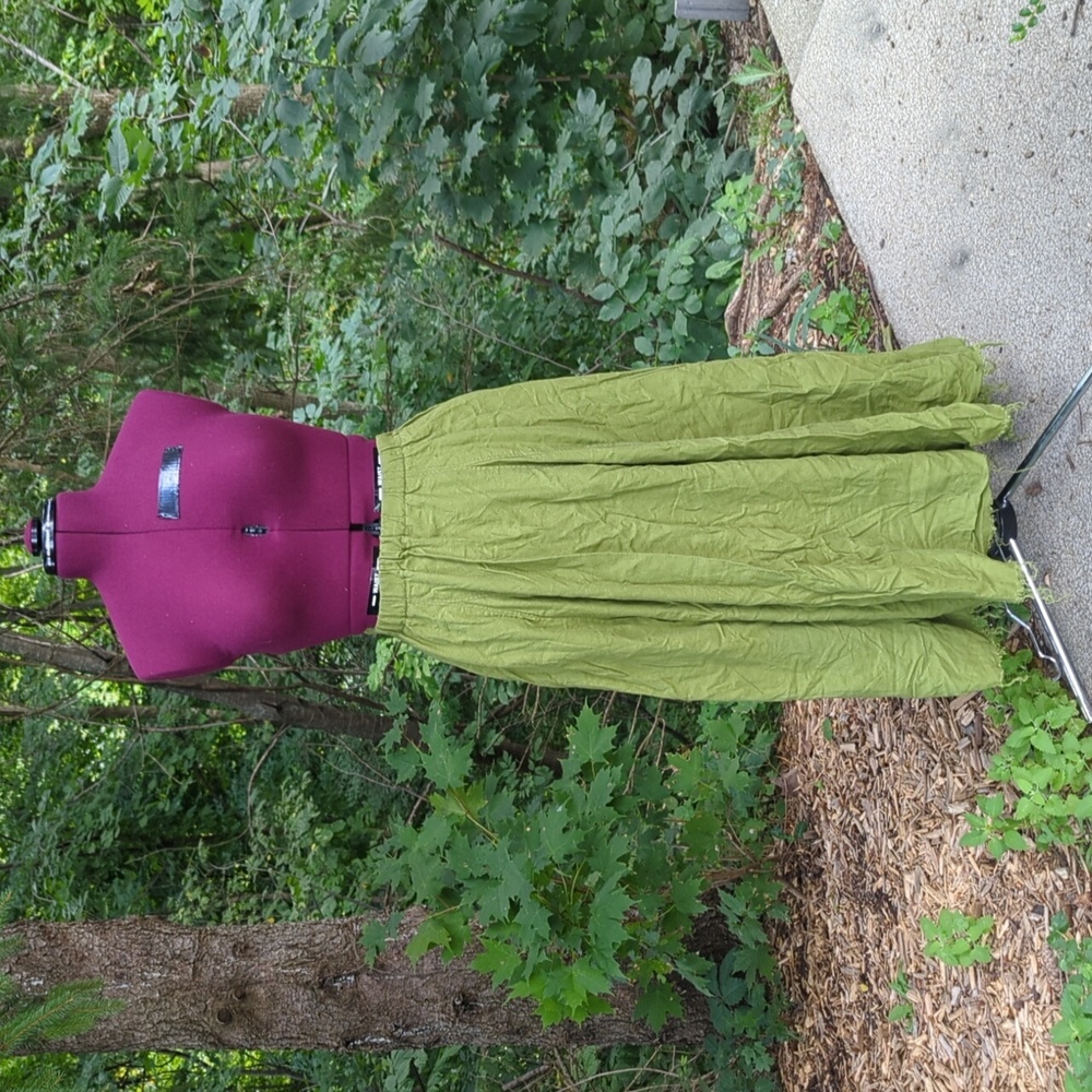 Handmade Green Linen Pleasant Skirt